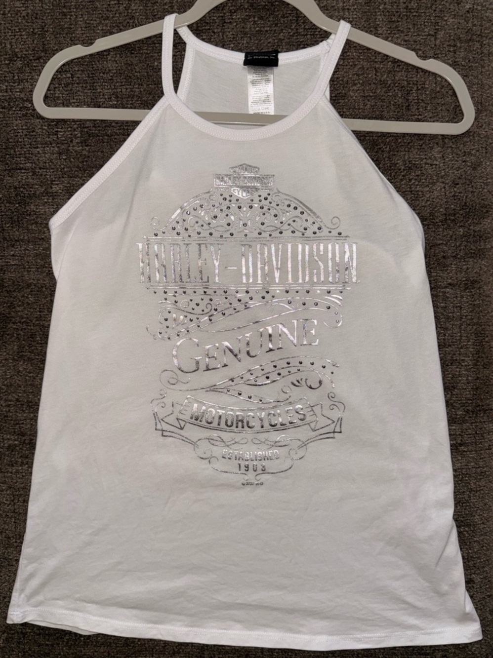 Harley-Davidson Genuine Motorcycle Graphic Tank Top White Sz Small Chattanooga